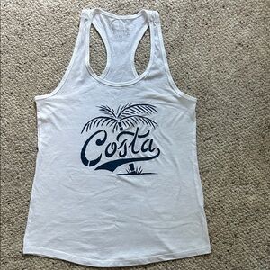 Costa ladies NWOT White and Blue Graphic Tank Top